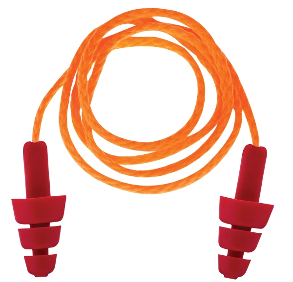Dopuri Urechi  cu cablu   - KAKAPO 23 ( roșii cu portocaliu)
