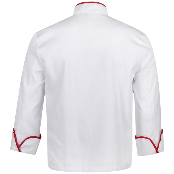Tunica Chef Terry, albă cu ornamente roșii