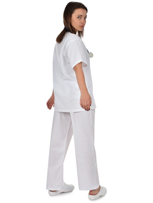Set tunica și pantaloni Unisex - CESARE (alb)