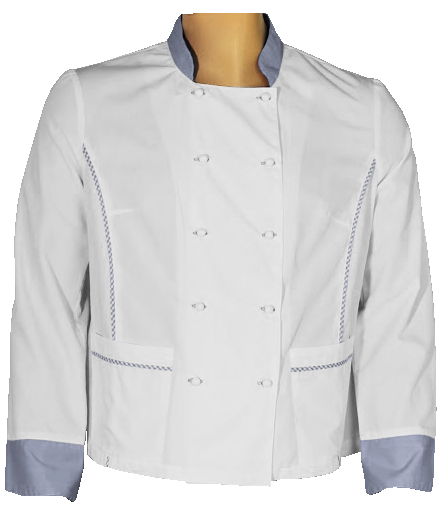 Tunica de gătit în alb/Sf. albastru