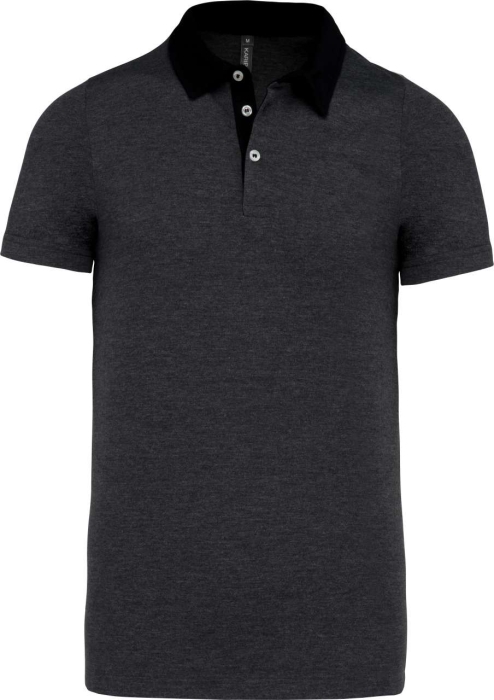 Tricou negru pentru bărbați cu guler gri închis, KA260