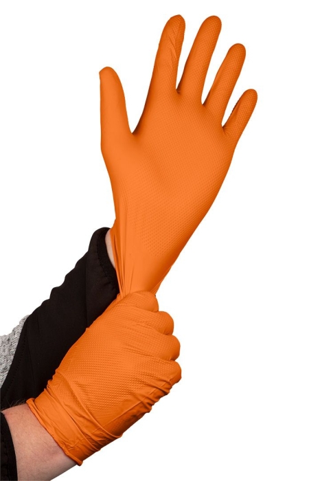 Нитрилни ръкавици, оранжеви, 50 броя, 97-690