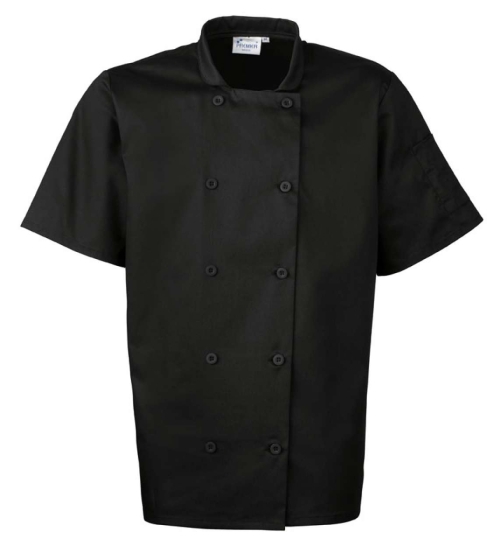 Jachetă de bucătar cu mânecă scurtă (neagră) PR6561