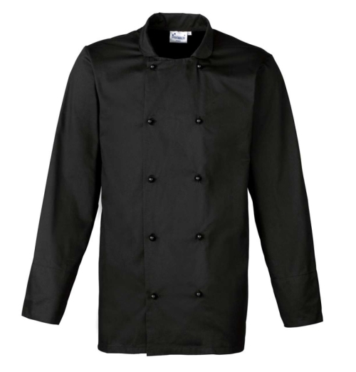 Jachetă de bucătar cu mânecă lungă (neagră) PR6611