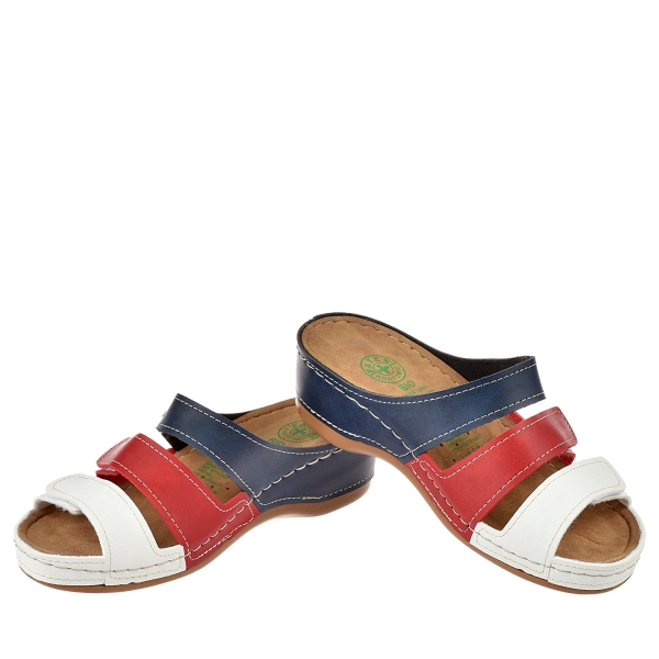 Sandale de Damă - GEZER  (alb , roșu și albastru)