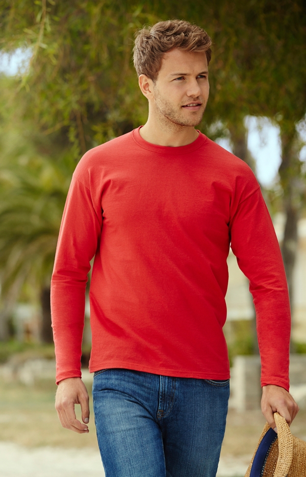 Tricou cu mânecă lungă Valueweight, roșu