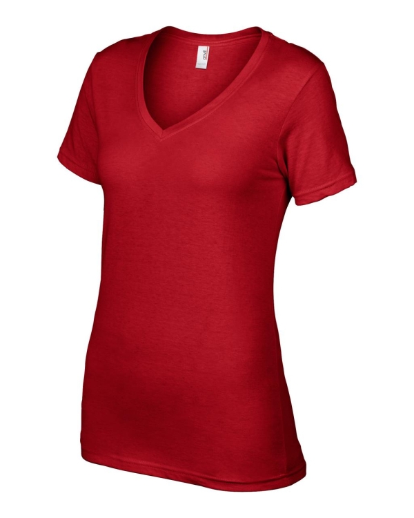 Дамска тениска с V образно деколте червена