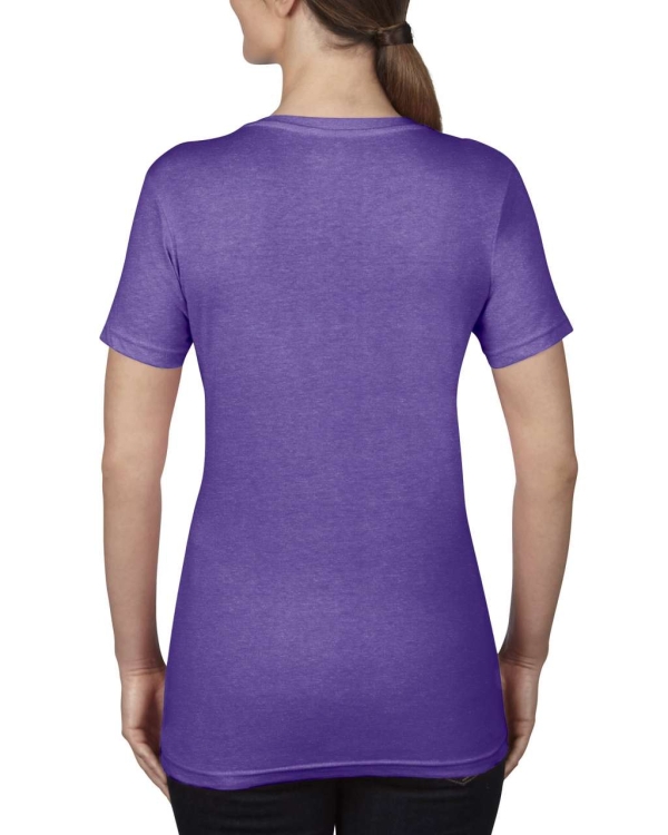 Tricou de damă cu decolteu în V violet melange, AN392