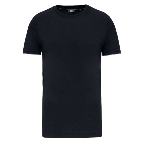 Мъжка тениска с къс ръкав, черна със сив кант, WK3020