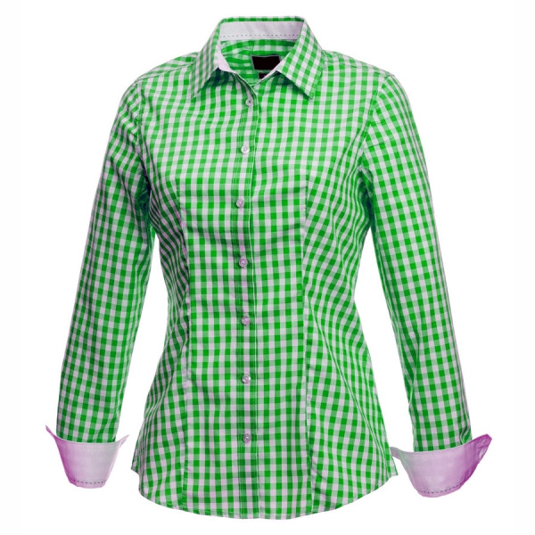 Дамска риза с дълъг ръкав зелен пепит 