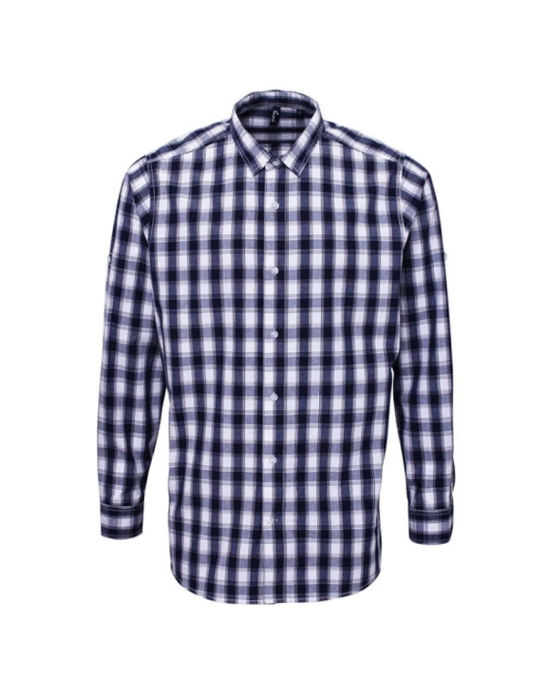 Мъжка памучна,карирана риза (бяло /тъмно синьо ) PR2504