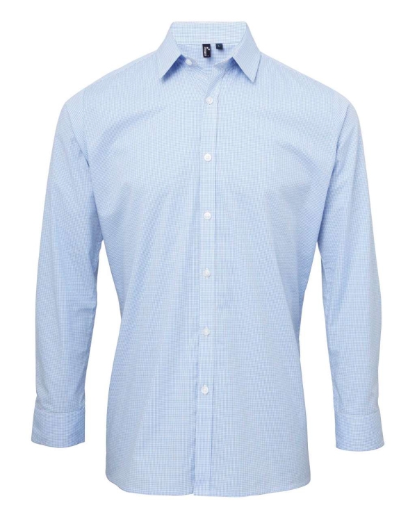 Мъжка карирана риза (светло синьо-бяло) PR2204
