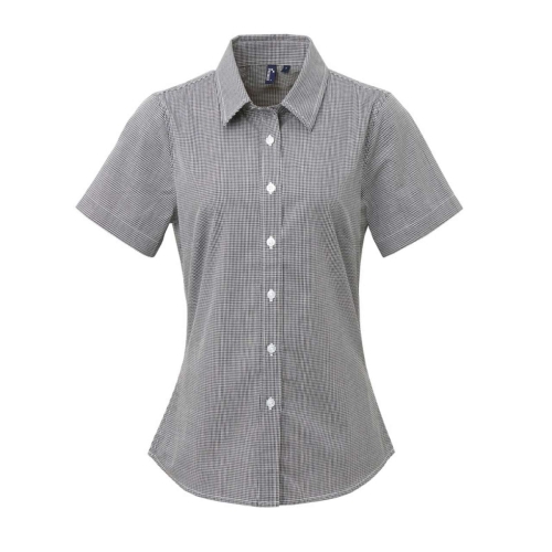 Карирана риза с къс ръкав (черно-бяло) PR3211