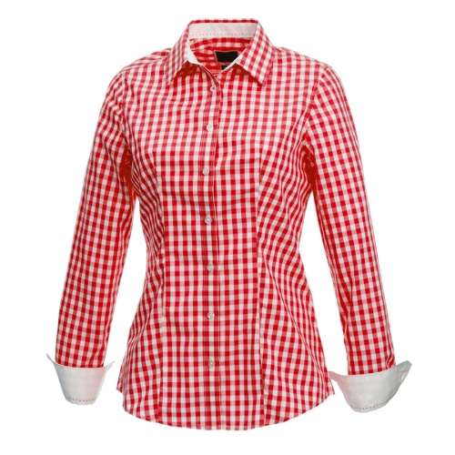 Дамска риза с дълъг ръкав червена пипи
