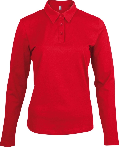 Γυναικείο μπλουζάκι πόλο με μακριά μανίκια,το κόκκινο