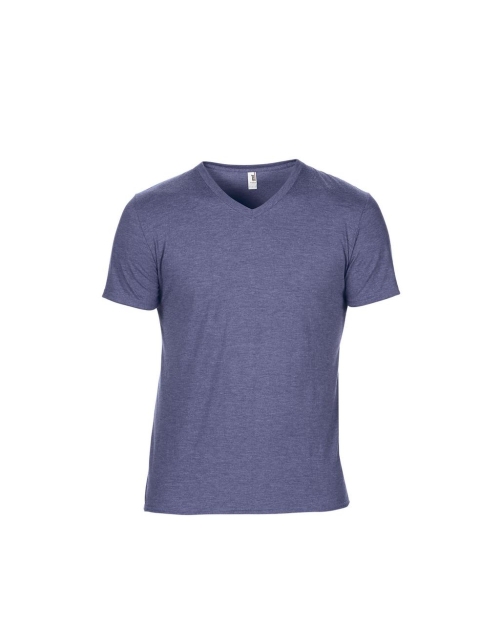 Мъжка тениска с V-образно деколте синьо меланж 
