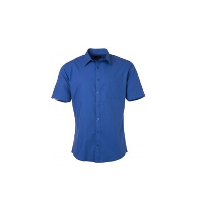 Мъжка риза с къс ръкав Poplin, кралско синя, размер S