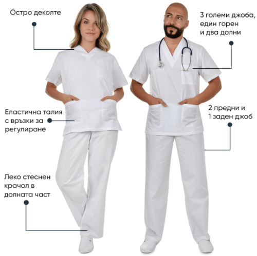 Комплект туника и панталон CESARE | Бяло