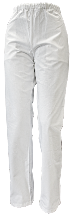 Pantaloni albi din bumbac 100%.