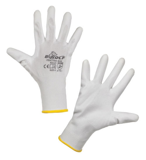 работни ръкавици потопени в полиуретан Penguin white