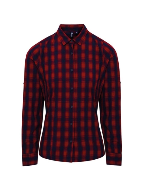 Дамска памучна,карирана риза (червено/тъмно синьо) PR3502